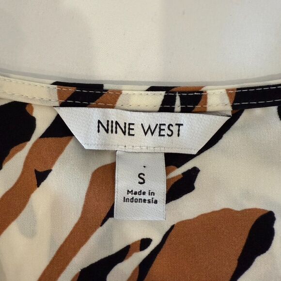 Nine West Animal Print Blouse with Tie Side - Size Small - Picture 5 of 11